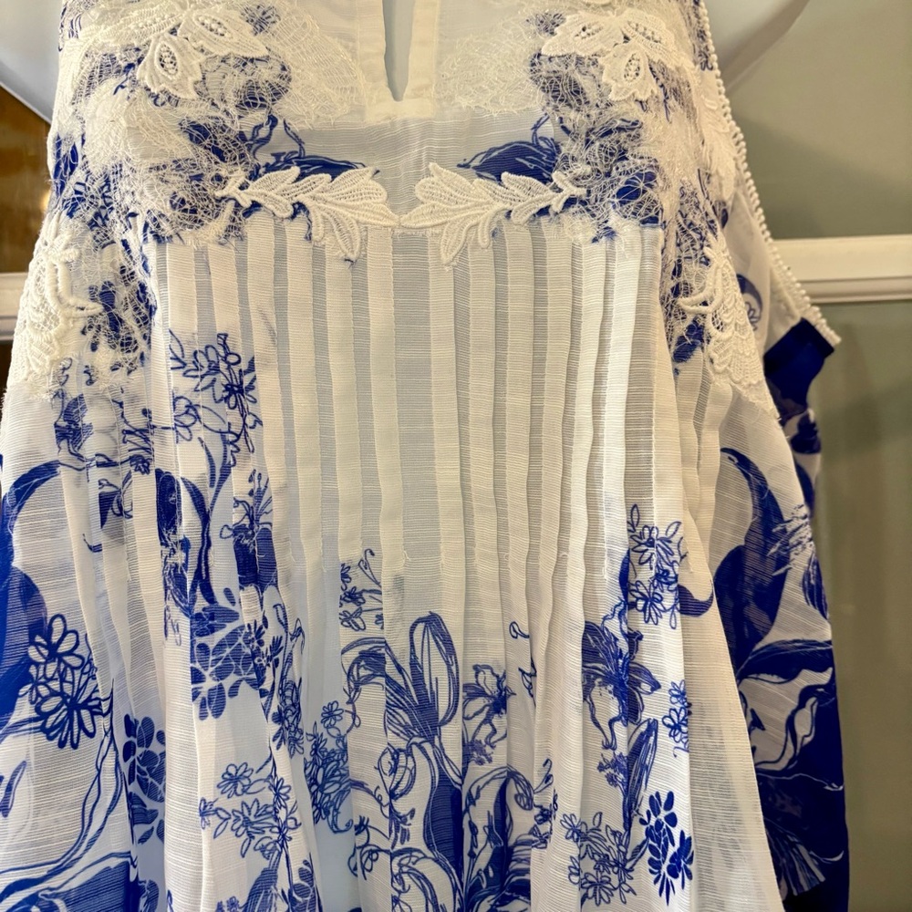 Ranna Gill x Anthropologie Zestio Pleated Blouse Floral Ombre Small Like New - Picture 8 of 11
